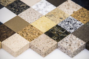 Kitchen countertop samples.